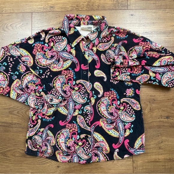 Savanna Jane Corduroy Paisley Button Up‎ Shirt - Picture 3 of 6